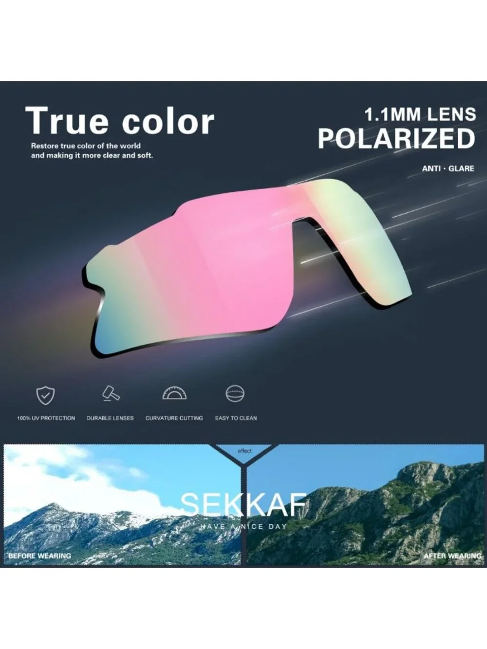 Polarized UV400 Sports Sunglasses for Men, Women & Youth - Ideal for Cycling